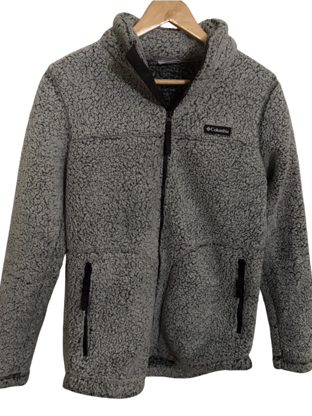 Columbia Sherpa Fleece Jacket Womens M Gray Full Zip Cozy Outdoor
